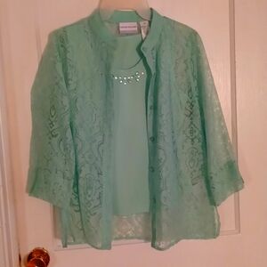 Alfred Dunner 2 pc.set tank top and cover blouse size 6P